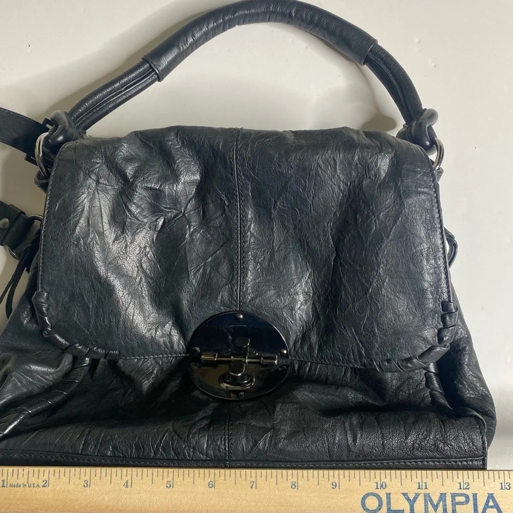 Camilla Alves Black Leather Converse Crossbody Handbag EUC
